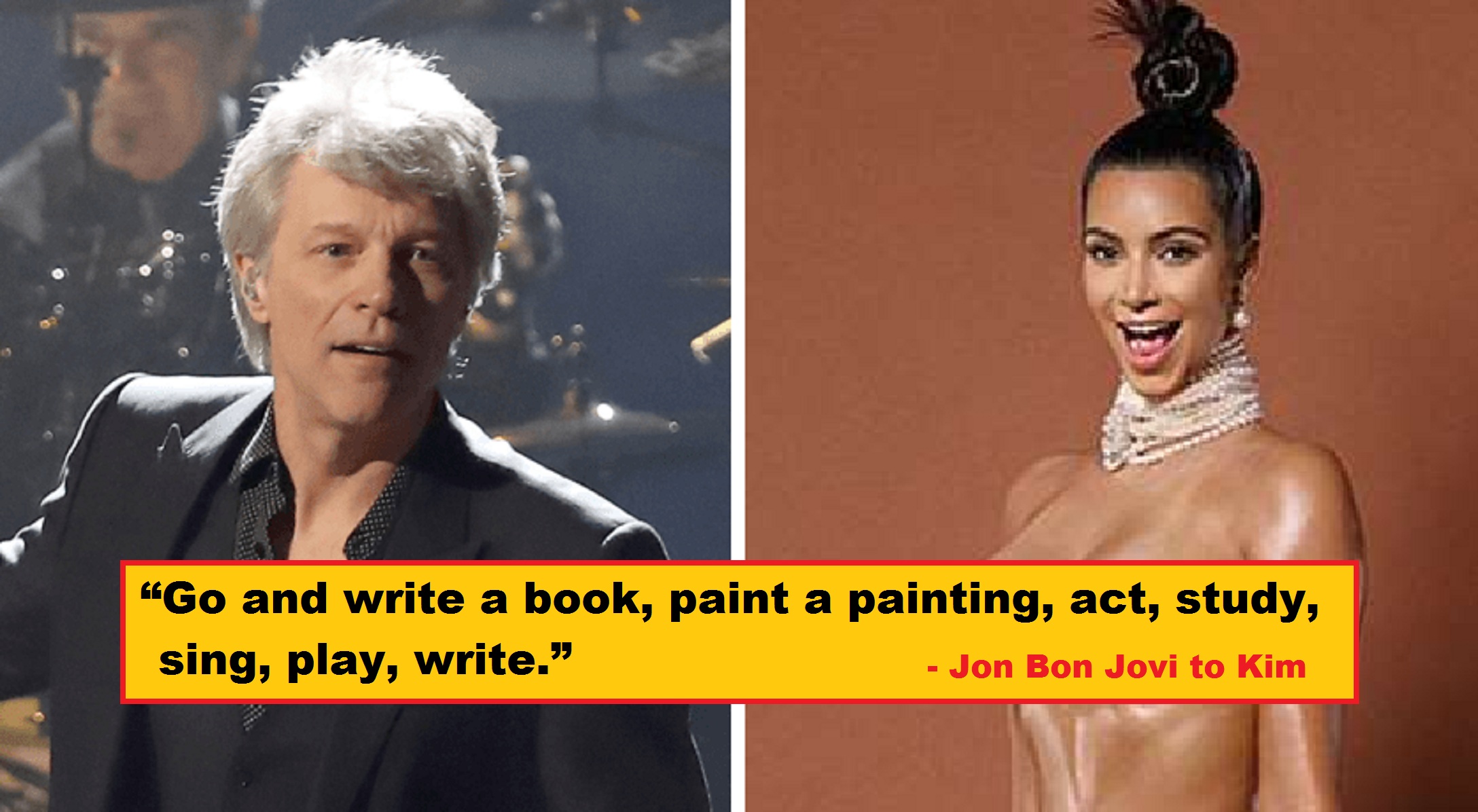 Kim Kardashian Nude Porn - Jon Bon Jovi Drags Kim Kardashian: â€œYou Made a Porno and Got Famousâ€